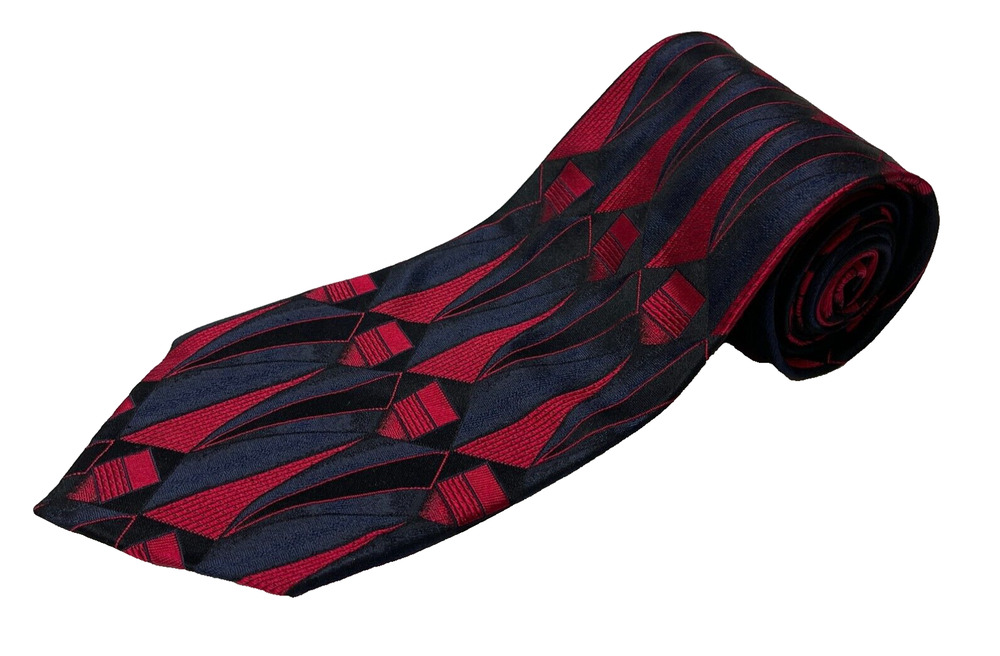 DeSantis The Collection 100% Silk Blue Red Mens Tie 56x4" Handmade Necktie